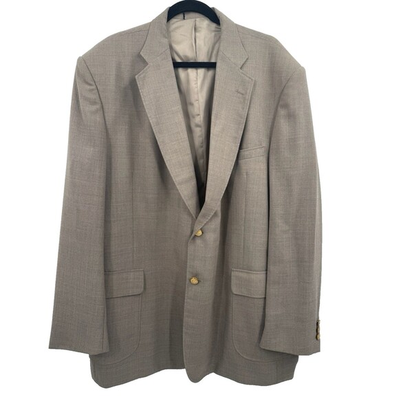 Stafford Blazer 48L Men's Tan Classic Wool Blend 2 Button Notch Collar Vent - Picture 1 of 9